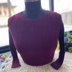 Purple Trendy Winter Blouse for Women - Warm Woolen Knit Top
