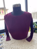 Purple Trendy Winter Blouse for Women - Warm Woolen Knit Top