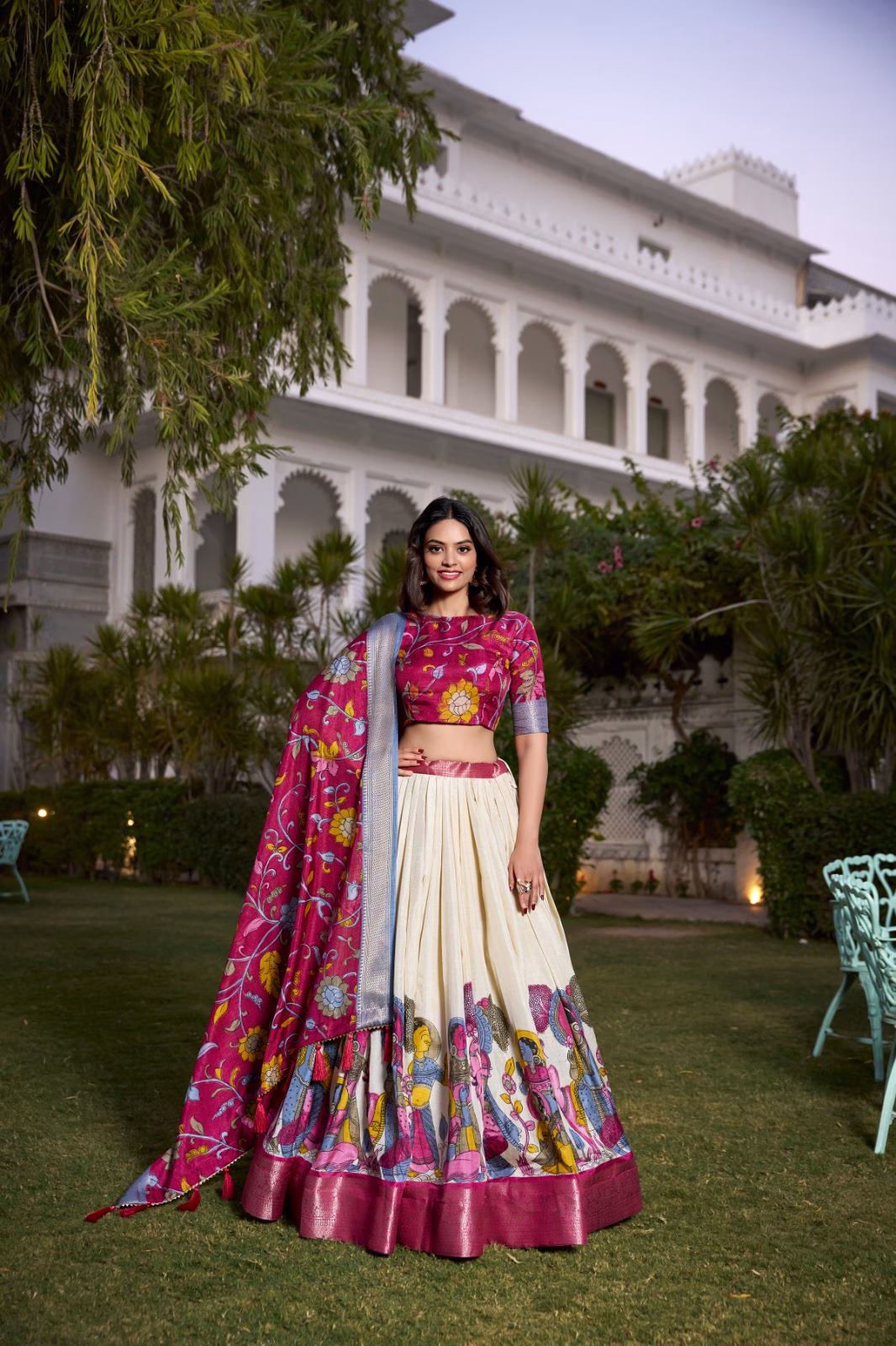 WhatsApp-Image-2025-12-18-at-12.07.48-PM.avif Tussar Silk Lehenga Choli with Floral Dupatta - Deep Magenta - Image 1