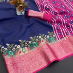 Designer Japan Satin Printed Saree with Blouse Piece