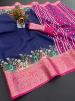 Designer Japan Satin Printed Saree with Blouse Piece
