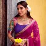Tusser Silk Floral Print Lehenga Choli with Dupatta - Pink