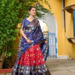 Heavy Lichi Silk Lehenga Choli with Jacquard Border - Red