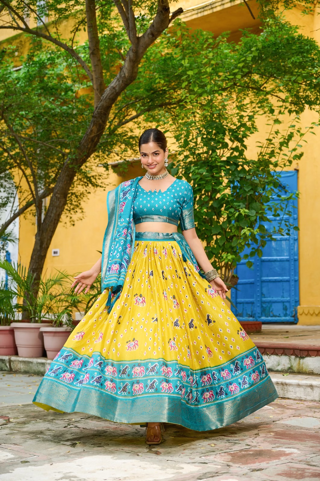 WhatsApp-Image-2026-01-22-at-1.57.18-PM.avif Heavy Lichi Silk Lehenga Choli with Jacquard Border - Yellow - Image 1