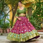 Heavy Lichi Silk Lehenga Choli with Jacquard Border - Purple