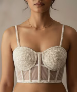 White Premium Pearl Blouse – Designer Hand Work Wear
