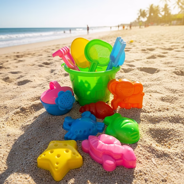 beachtoy1.avif 12 Piece Plastic Sand Game Beach Toy Set (Multicolour) - Image 1