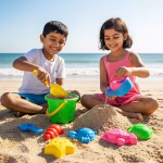 12 Piece Plastic Sand Game Beach Toy Set (Multicolour) - Image 3