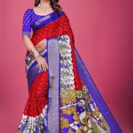 Dola Silk Kalamkari Print Saree with Designer Pallu & Blouse