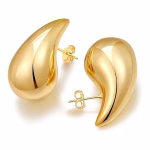 Celebrity Inspired Stylish Gold Silver Plated Teardrop Earrings Dupes for Women Girls Teenagers Trending Oversized Lightweight Statement Waterdrop Earrings
