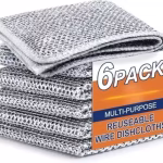 Shopkwik 6 Pack Two Layer Non-Scratch Wire Dishcloth &1pic Gaps Cleaning Brush Scrub Pad, Stainless Steel Scrub  (Regular, Pack of 6)