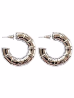 Round Dangle Geometric Chunky Earrings - Image 3