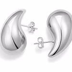 Celebrity Inspired Stylish Gold Silver Plated Teardrop Earrings Dupes for Women Girls Teenagers Trending Oversized Lightweight Statement Waterdrop Earrings