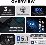 M10 Earbuds/TWs/buds 5.1 Earbuds with 45H Unbeatable Playtime, Headphones Bluetooth Headset (Black, True Wireless) - Image 2